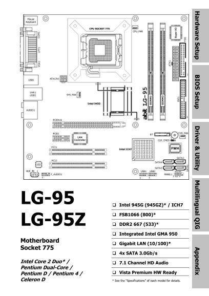 Gigabyte ABIT LG-95 LG-95Z Motherboard Socket 775 User Guide and Manual - Page 1