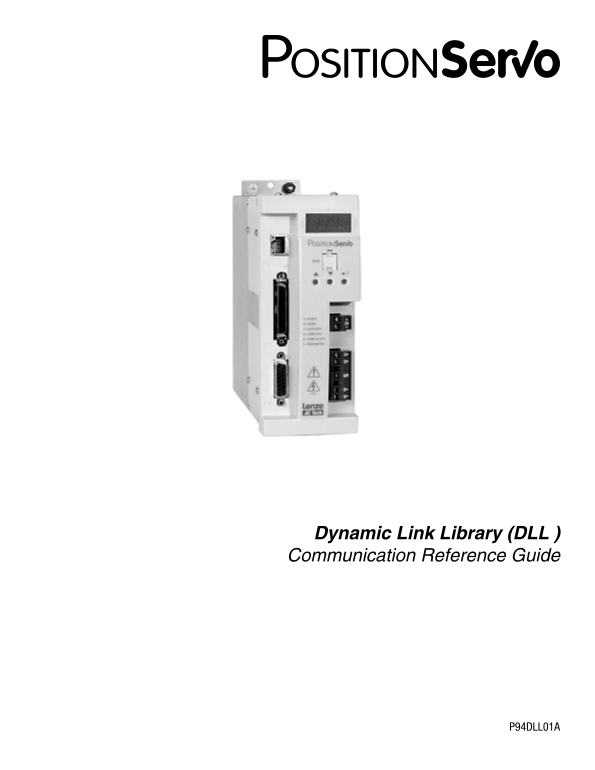 Lenze Inverters - Servo inverters, PositionServo, servo inverters Software Documentation, Communication Manual, P94DLL01A (Position Servo Dynamic Link Library, languages: DE, EN) - Page 1