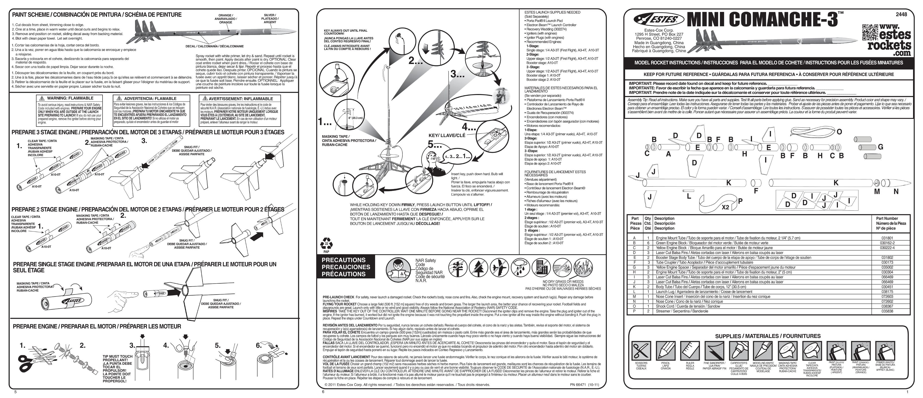 ESTES 2448 - Mini Comanche 3 Manual - Page 1