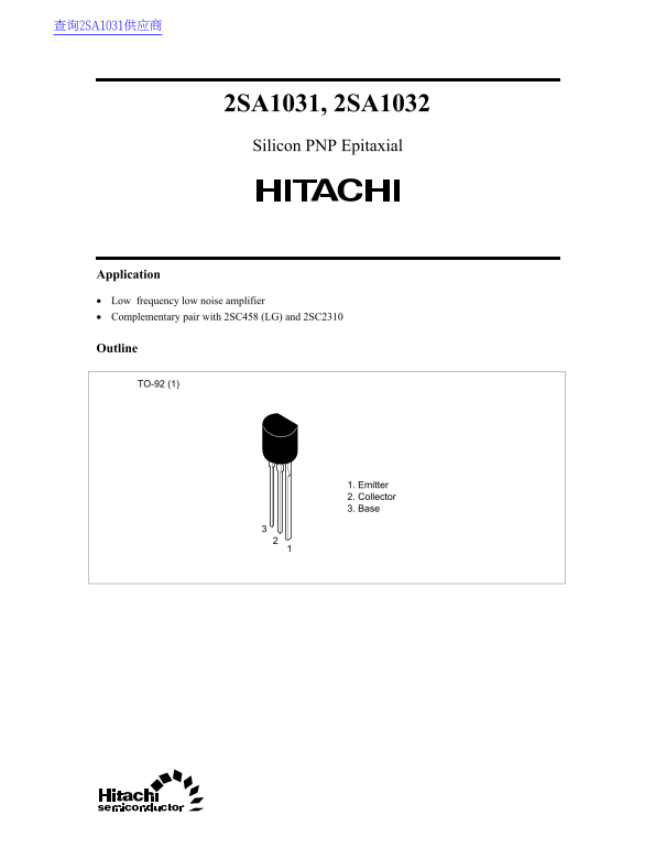Hitachi 2SA1031 2SA1032 User's Manual - Page 1