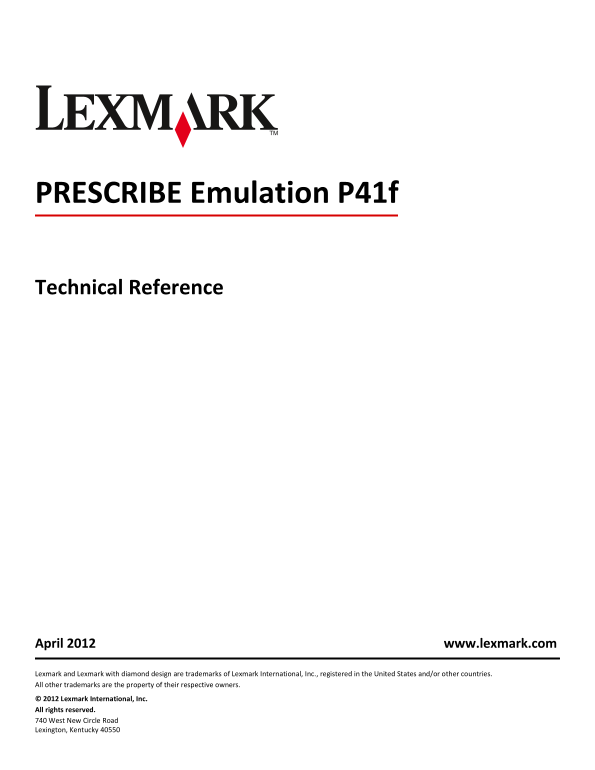 Lexmark C792 PRESCRIBE Emulation Technical Reference Guide - Page 1