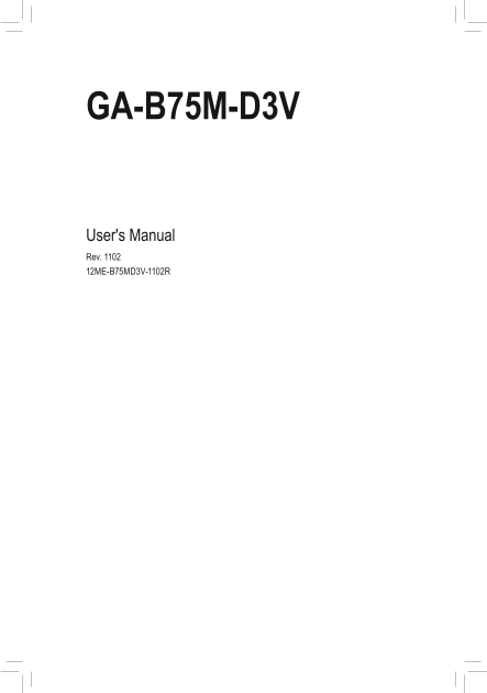 Gigabyte GA-B75M-D3V Motherboard User Manual - Page 1
