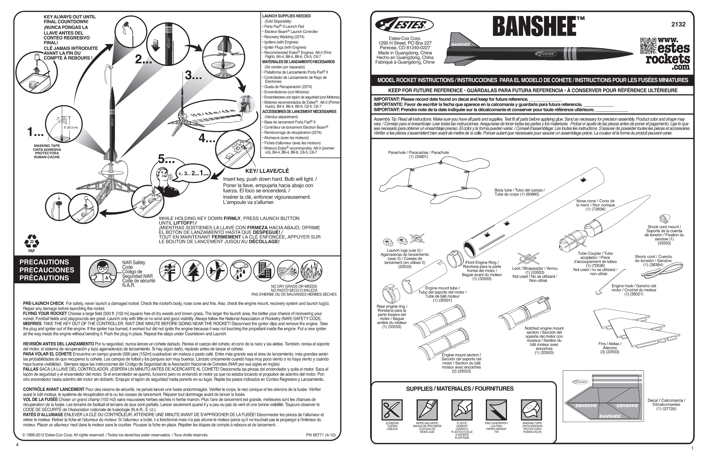 ESTES 2132 - Banshee Manual - Page 1