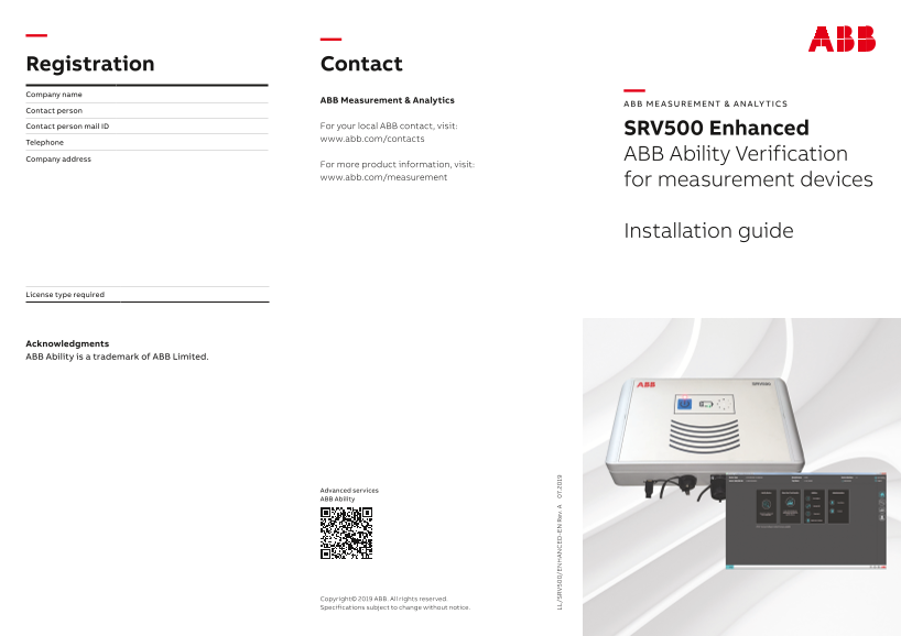 ABB Installation Guide - SRV500 Enhanced ABB Ability Verification for Measurement Devices - Page 1