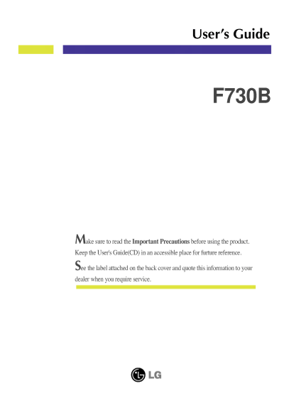 LG F730B 19-inch Monitor Product Specifications English (For ACNS Products)) - Page 1