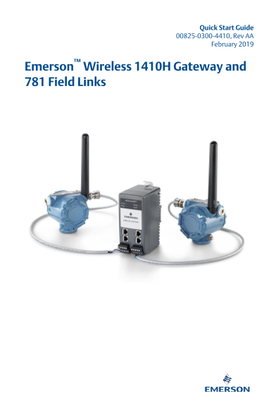Emerson Quick Start Guide Wireless 1410H Gateway and 781 Field Links - Page 1