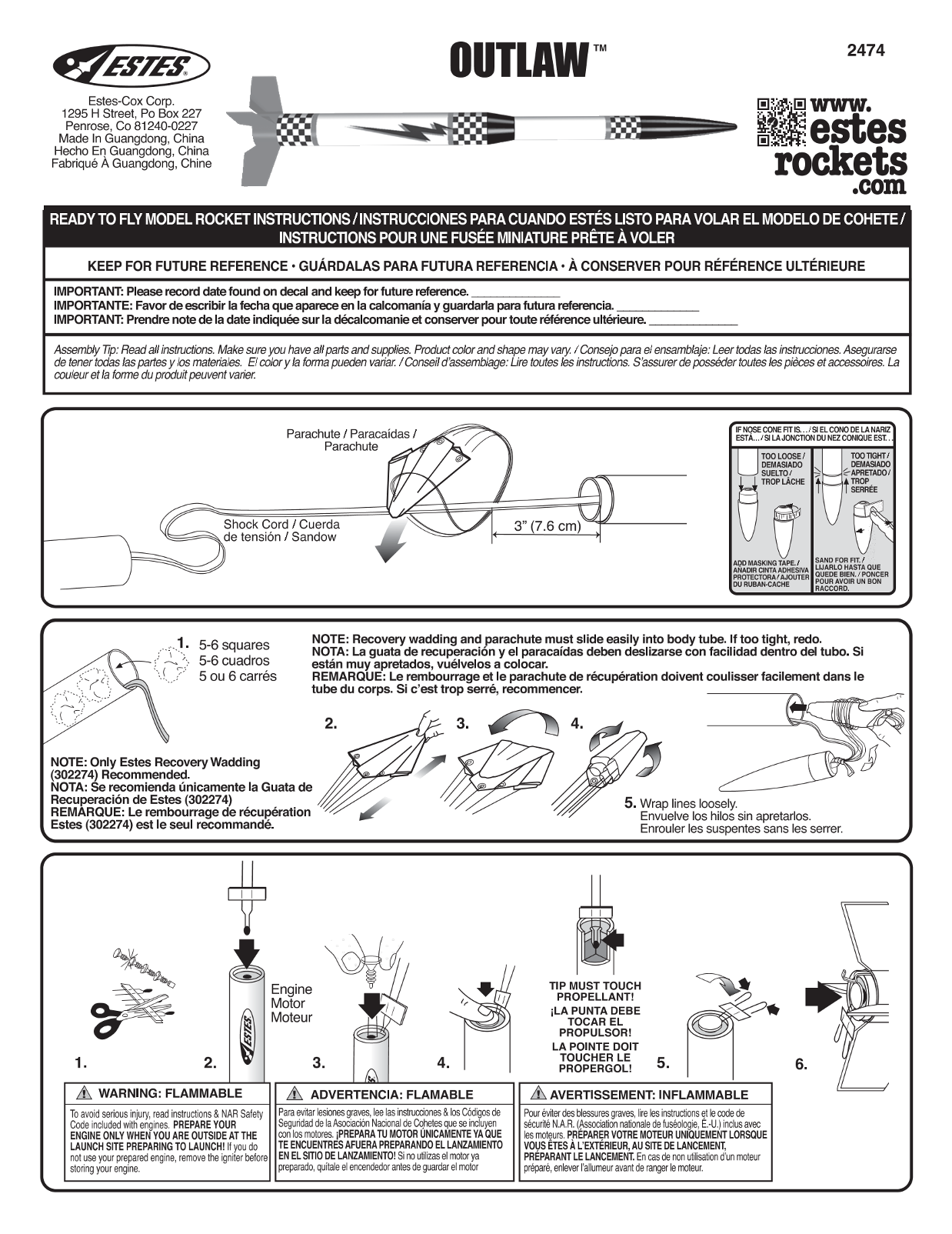ESTES 2474 - Outlaw User Manual - Page 1