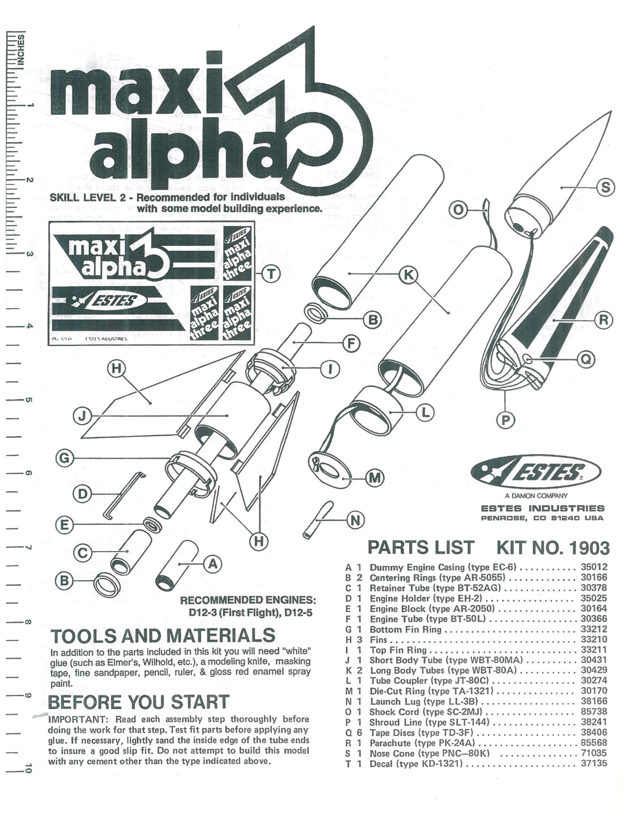ESTES 1903 – Maxi Alpha3 Manual - Page 1