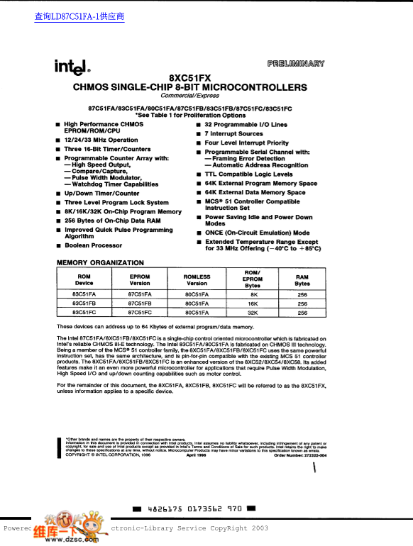 Intel 8XC51FX Microcontrollers User's Manual - Page 1