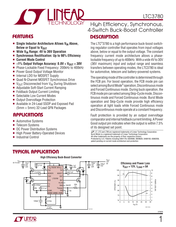 LINEAR TECHNOLOGY LTC3780 User's Manual - Page 1