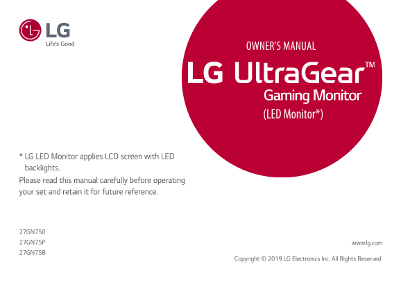 LG 20-29" General Monitor 27GN750-BA.CN Product Specifications English - Page 1