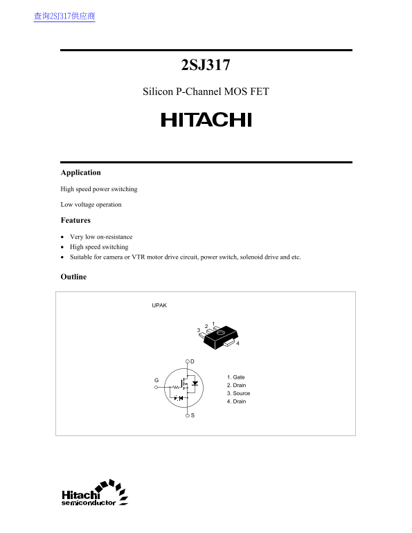 HITACHI 2SJ317 Data Sheet/Manual - Page 1