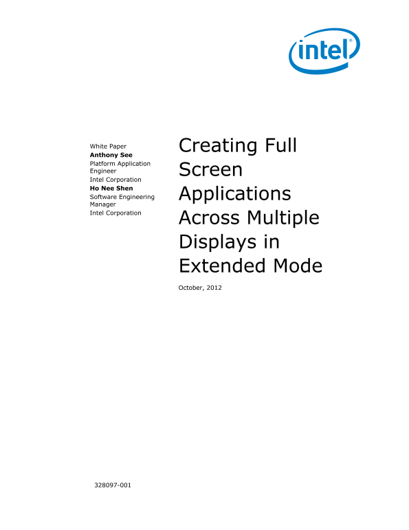 Intel Creating Full-Screen Apps Across Multiple Displays White Paper - Page 1