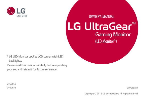 LG 24-inch GL650-BA Monitor User Guide English - Page 1