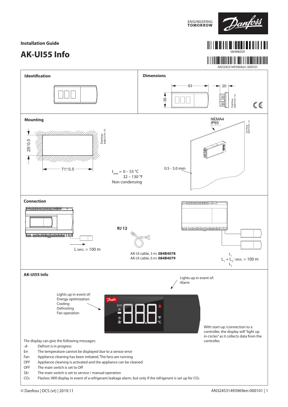Danfoss AK-UI55 Info - Installation Guide - Page 1