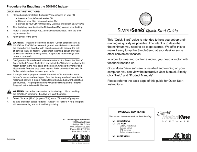 Lenze Inverters - Servo inverters: 94 SimpleServo, 94 SimpleServo i1000 servo inverters - Page 1
