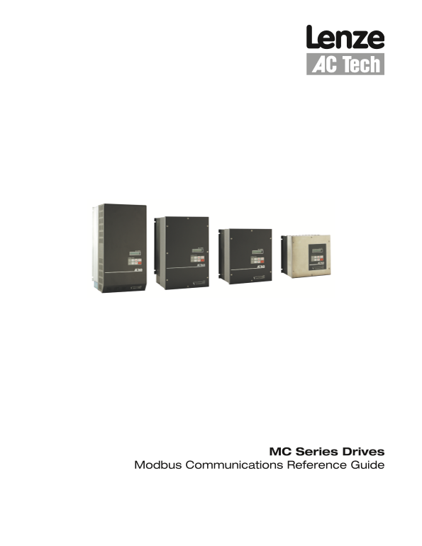 Lenze Inverters - Frequency inverters MC frequency inverters MC1000 frequency inverters Communication Manual MC Modbus Guide (Languages: DE, EN) - Page 1