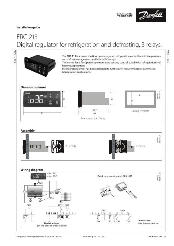 Danfoss Installation Guide ERC 213 - A4 - Page 1