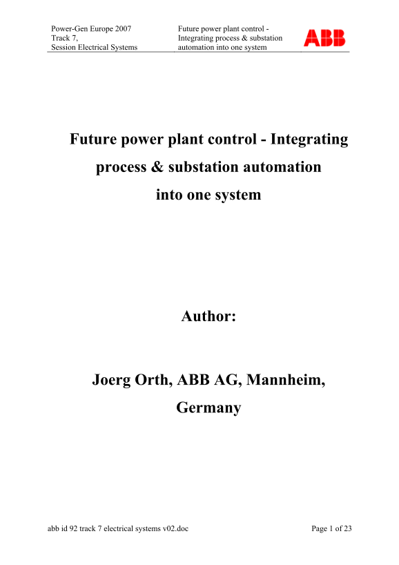 ABB Process and Substation Integration White Paper - Page 1