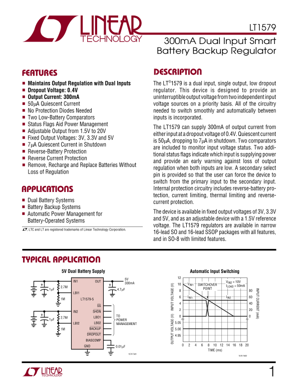 LINEAR TECHNOLOGY LT1579 User Guide - Page 1
