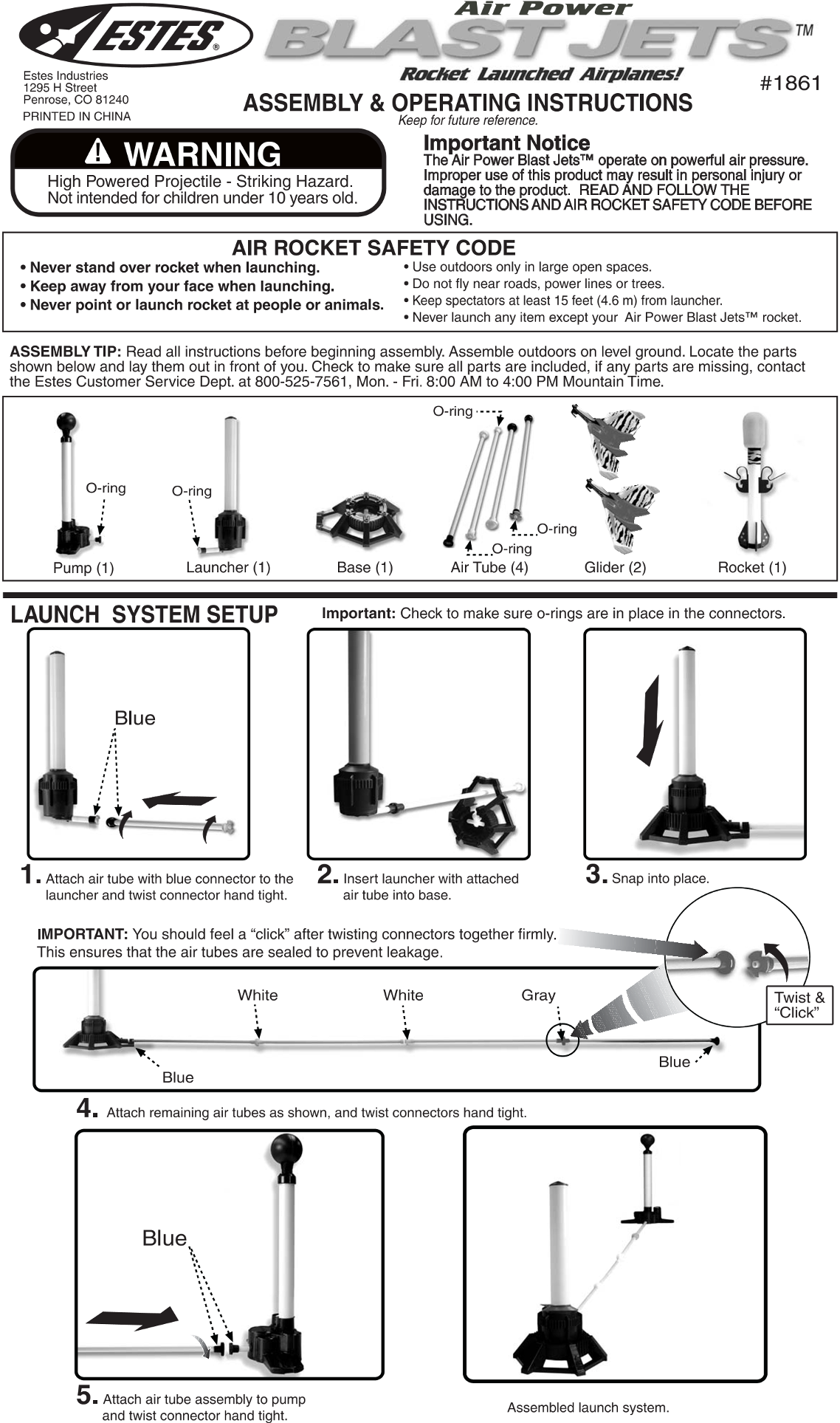 ESTES 1861 – Blast Jet Manual - Page 1