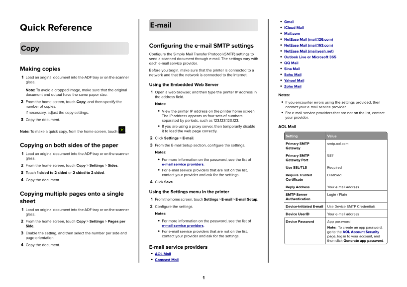 Lexmark MX432 Quick Reference - Page 1