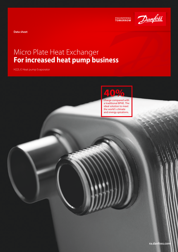 Danfoss H22L-E Heat Pump Evaporator Datasheet - Page 1