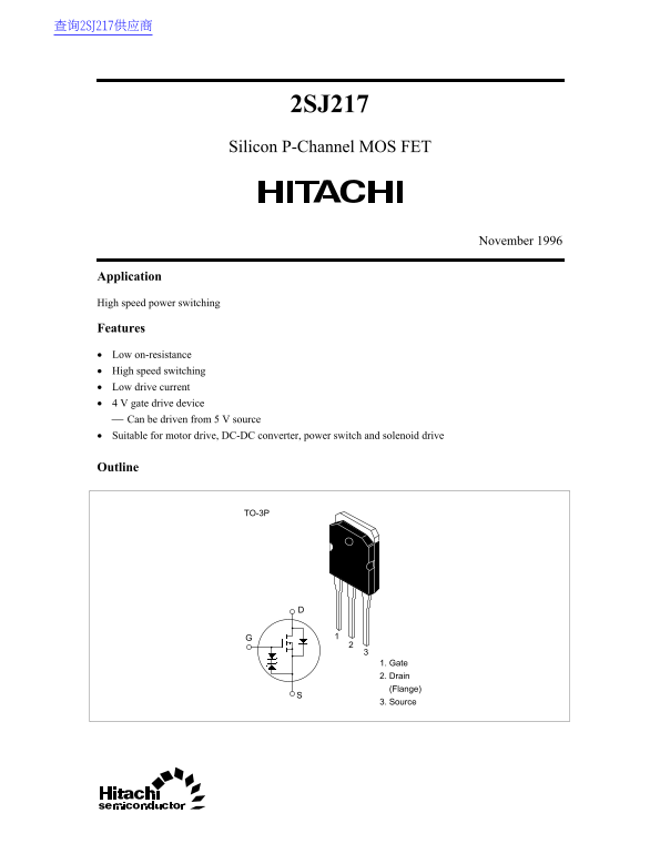 HITACHI 2SJ217 Data Sheet - Page 1