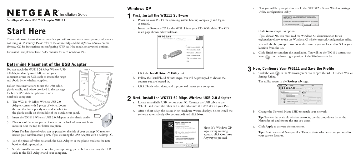 NETGEAR WG111 Installation Guide - Page 1