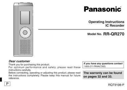 Panasonic RRQR270 User Guide - Page 1