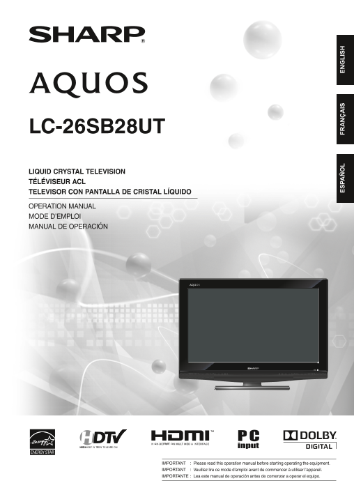 SHARP LC-26SB28UT Operation Guide - Page 1