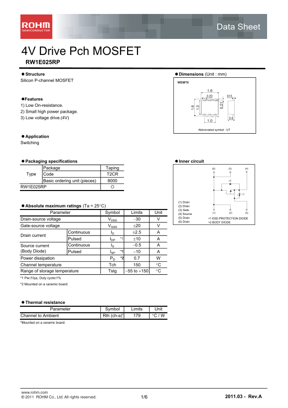 ROHM RW1E025RP User Guide and Manual - Page 1