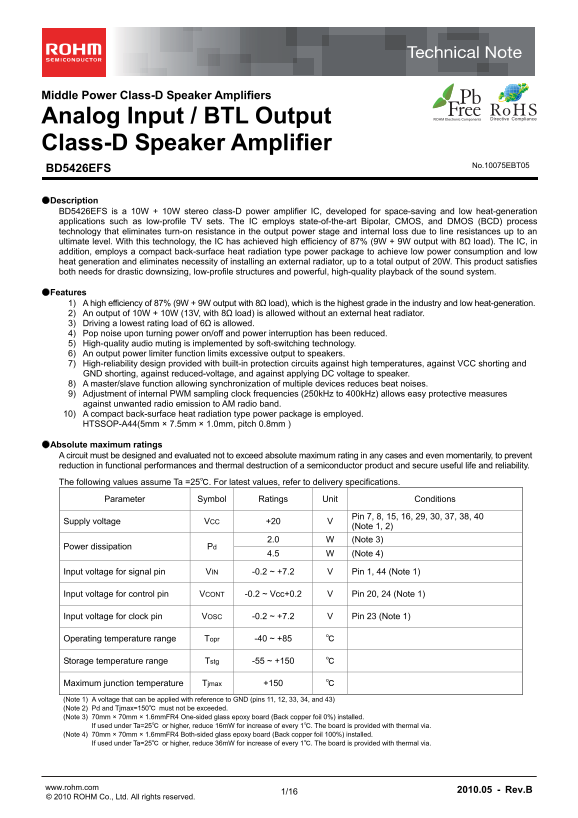 ROHM BD5426EFS Data Manual - Page 1