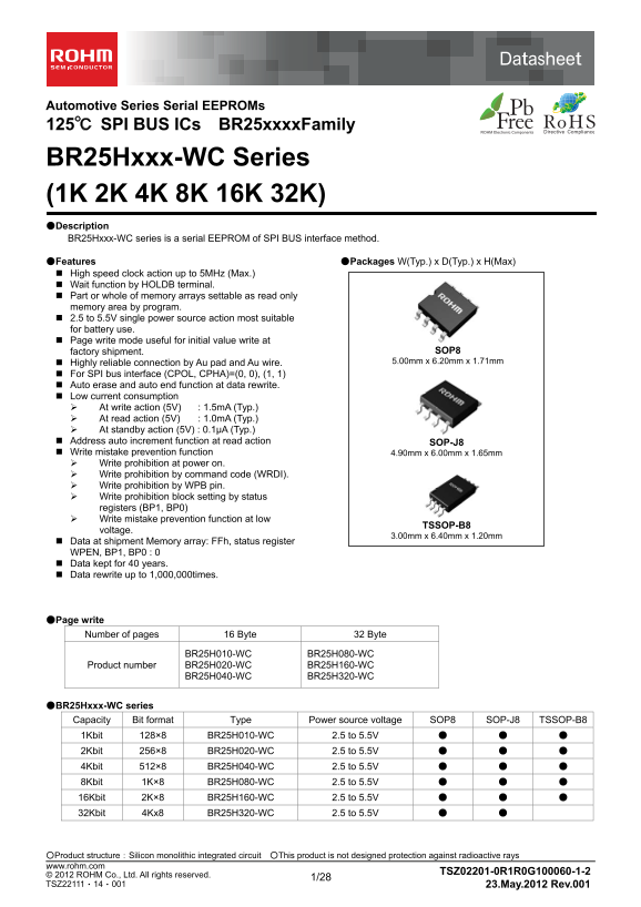 ROHM BR25H010F-W User Guide - Page 1