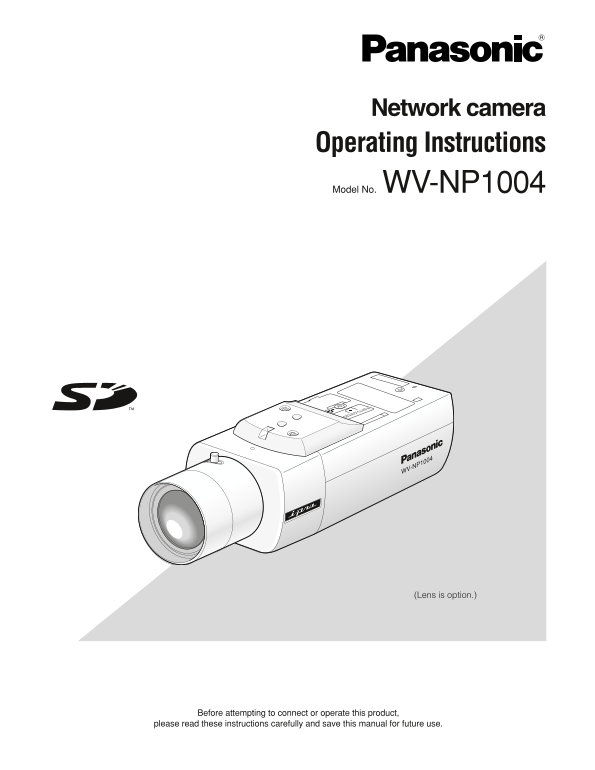 Panasonic WVNP1004 User's Manual - Page 1