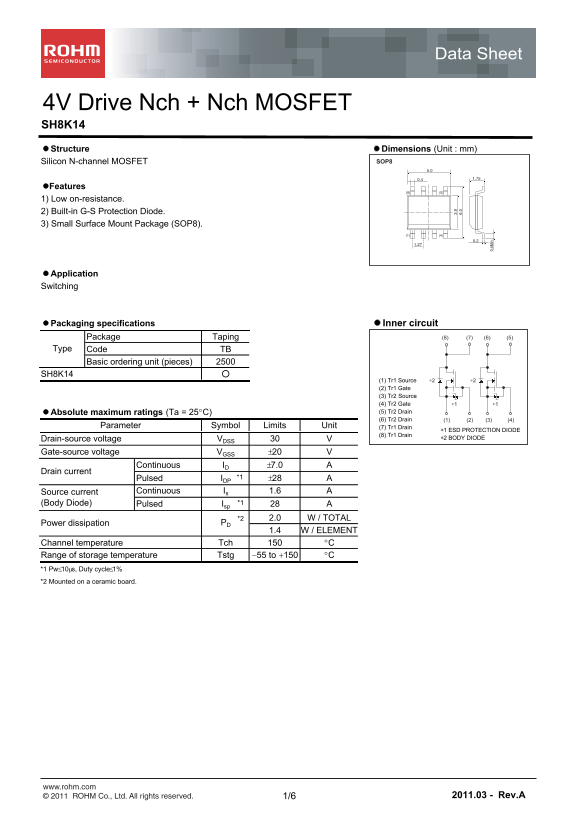 ROHM SH8K14 User Guide - Page 1
