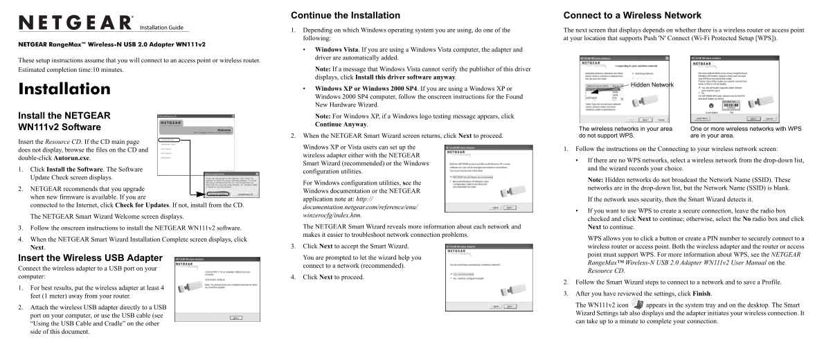 Netgear RangeMax Wireless-N USB Adapter WN111v2 User Guide - Page 1