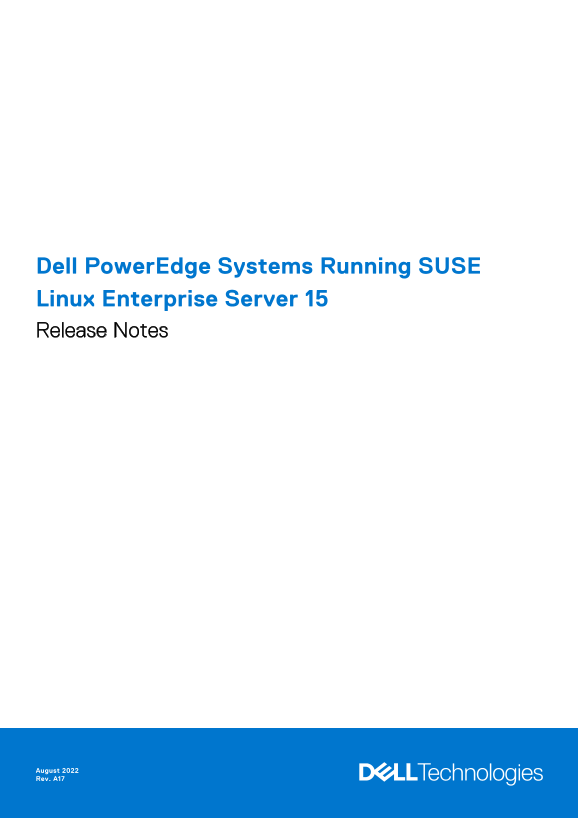 Dell PowerEdge Systems Running SUSE Linux Enterprise Server 15 Release Notes - Page 1