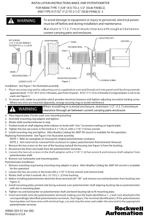 Rockwell Automation 800HL Potentiometer User's Manual and Instructions - Page 1