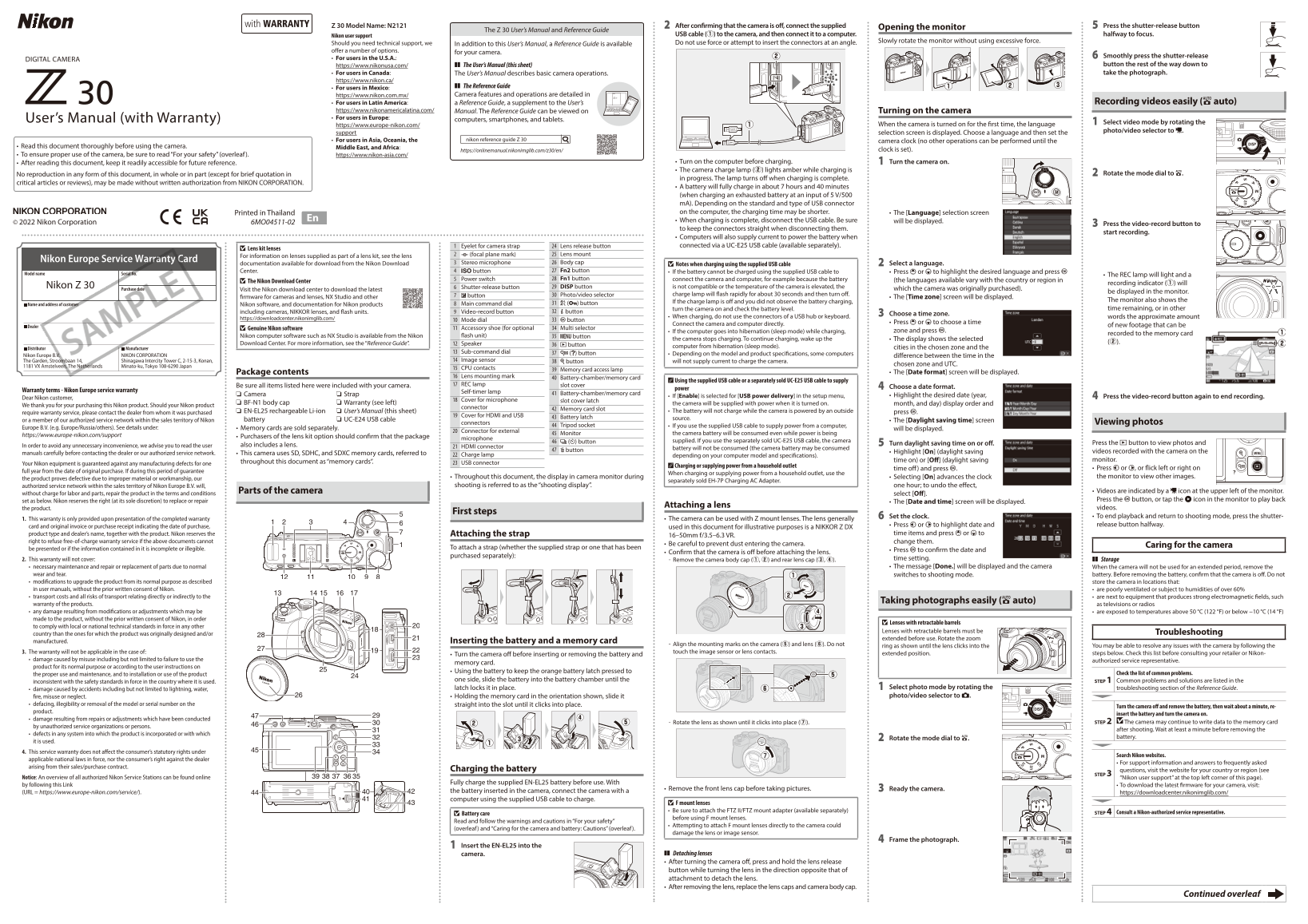 Nikon Mirrorless Cameras Z Series Z 30 User's Manual English (for customers in Europe) - Page 1