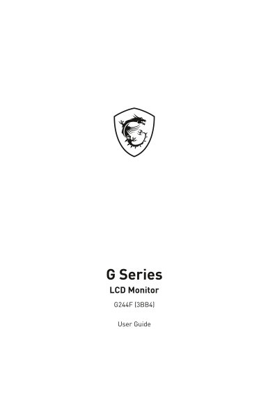 MSI Monitor G Series G244F Product Manual - Page 1
