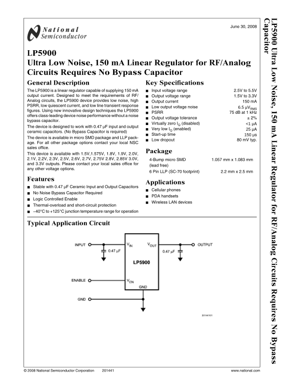 National Semiconductor LP5900 Specifications and User Guide - Page 1