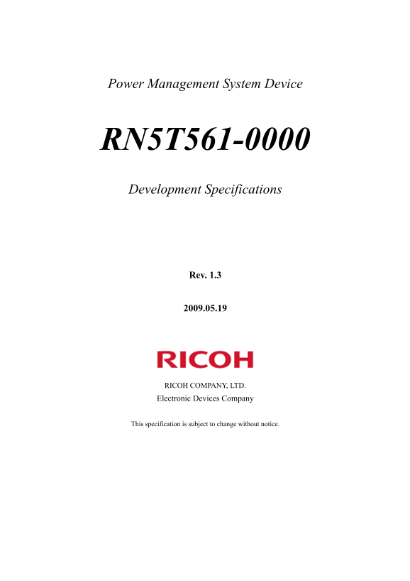 RICOH RN5T561-0000 Data Sheet - Page 1