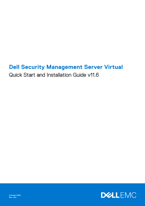 Dell Security Management Server Virtual Quick Start and Installation Guide v11.6 - Page 1