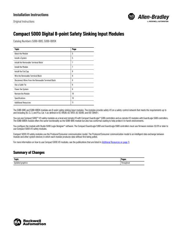 Rockwell Automation 5069-IB8S, 5069-IB8SK Installation User Manual - Page 1