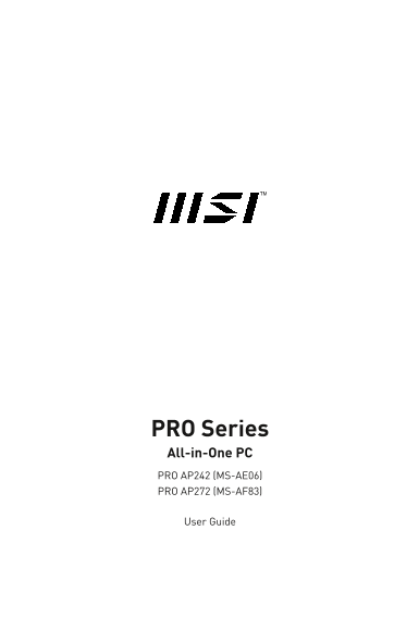 MSI Business & Productivity 24 SeriesPRO AP242 12M Product Manual User Guide (Language: English) - Page 1