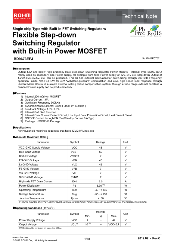 Rohm BD9673EFJ Technical Note - Page 1