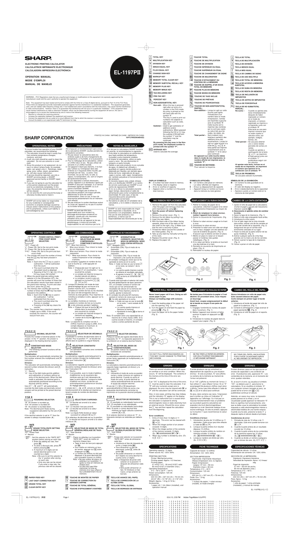 SHARP EL-1197PII Operation Manual - Page 1