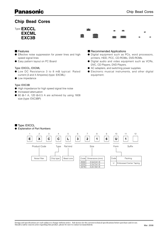 Panasonic EXCCL CXCML CXC3B User's Manual - Page 1