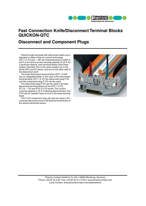 Phoenix Contact Fast Connection Knife Disconnect Terminal Blocks - Page 1
